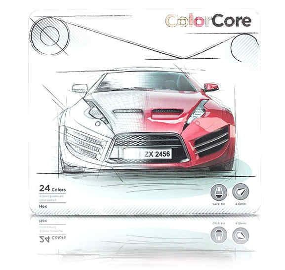 Карандаши цветные Marco Color Core 24 цвета в металлическом кейсе