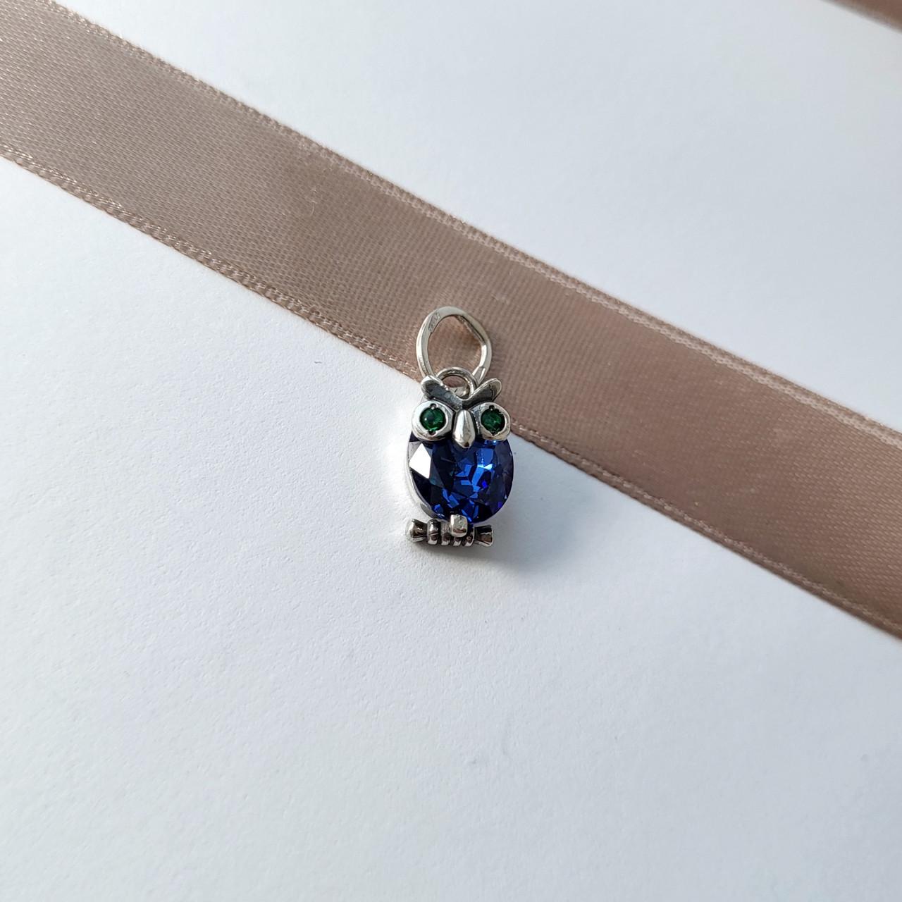 Подвеска серебряная Сова с синим камнем 925 пробы 1,30 г (33018)