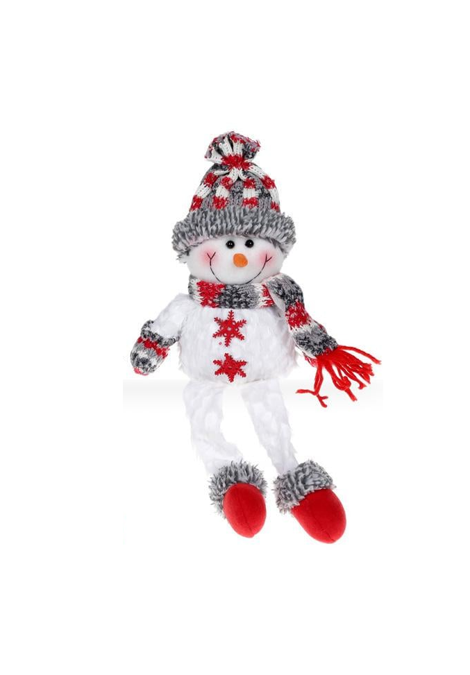 Іграшка м'яка Сніговик 44 см Біло-сірий/червоний