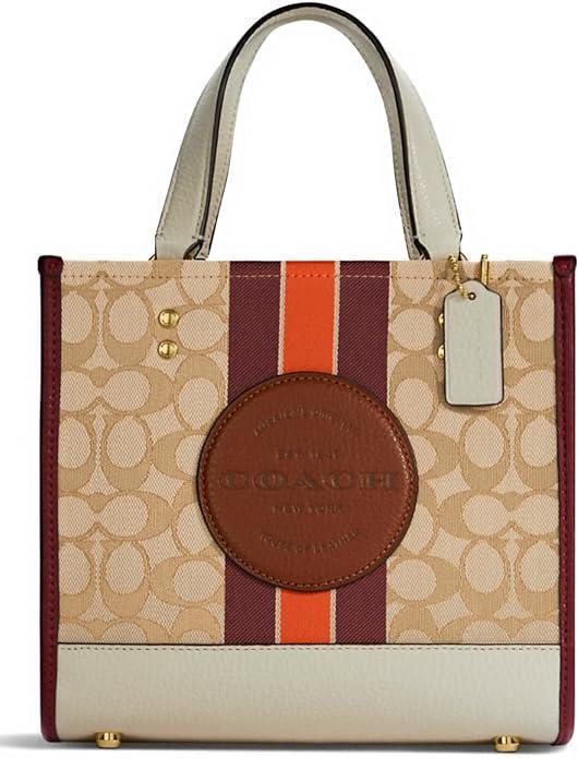 Сумка женская Coach Dempsey Tote 22 жаккард/кожа Light Khaki/Wine Сумка женская Coach Dempsey Tote 22 жаккард/кожа Light Khaki/Wine