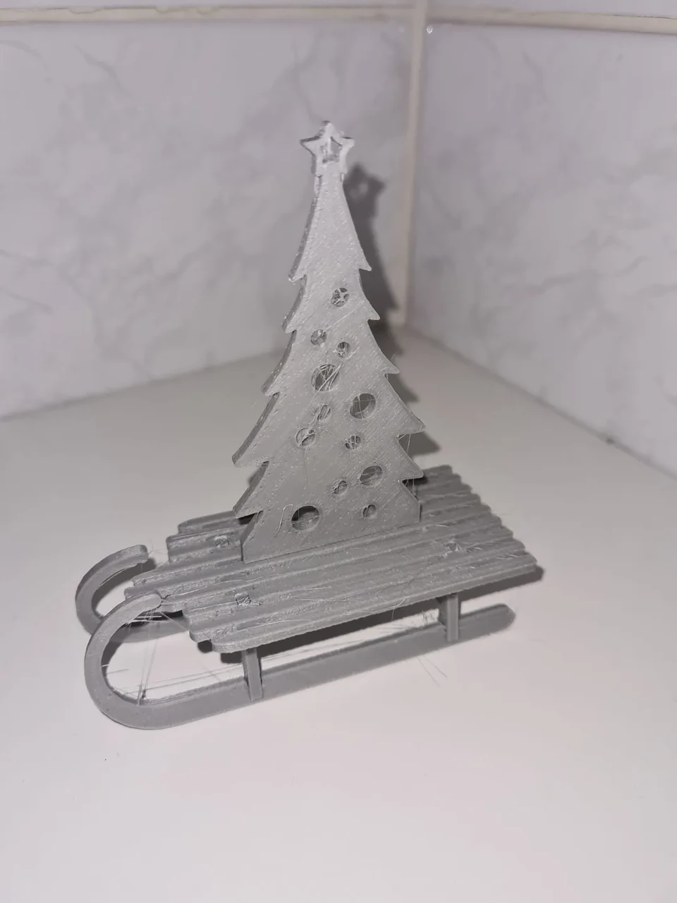 Декоративная фигурка Санки с елкой новогодний Sleigh with Christmas Tree 3D-печать