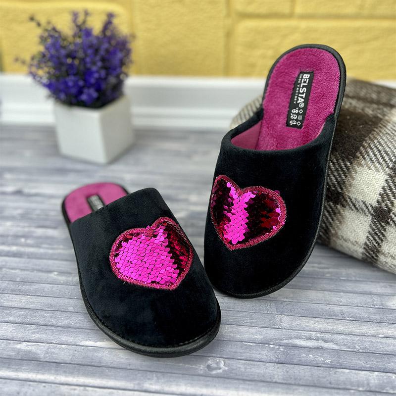 Домашні тапочки жіночі БЕЛСТА Е-0089-2 25,5 см p. 40 Чорно-фіолетовий (61207803)