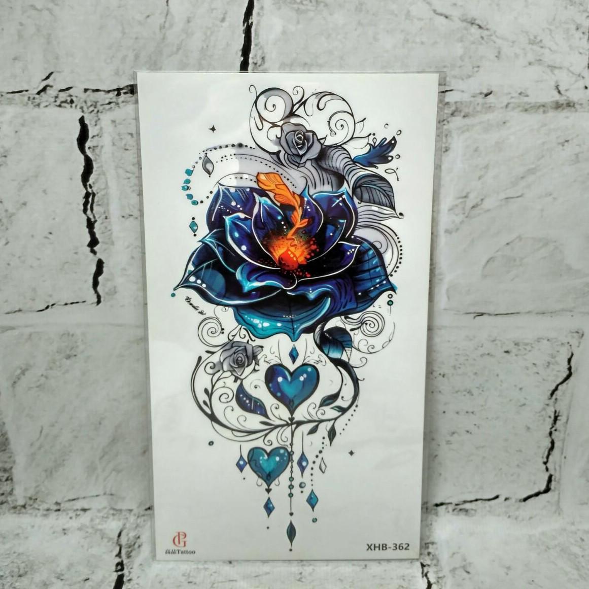Тату временное Цветок лист 11,5x21 см (XHB-362)