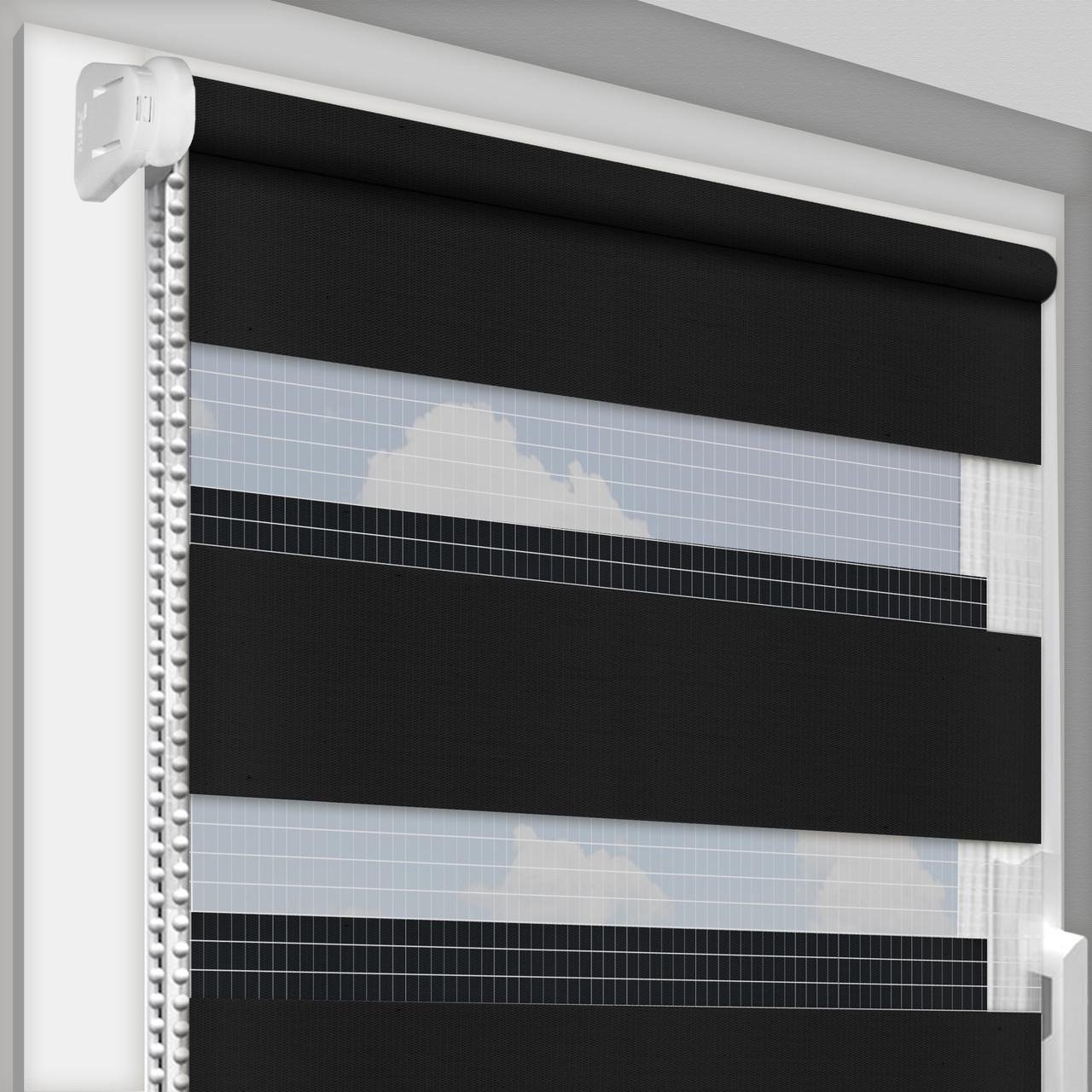 Рулонная штора День-Ночь DECO SHARM Secret Impress DN 208 1350х1600 мм Черный (DN208-35)