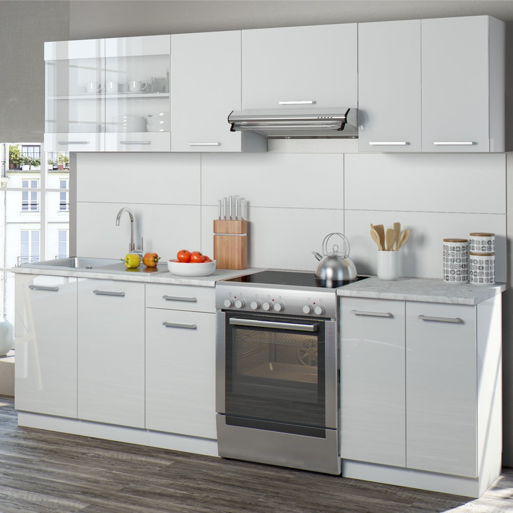 Кухня готовая 240 см Vicco Raul Белый глянец - фото 2 Кухня готовая 240 см Vicco Raul Белый глянец - фото 2