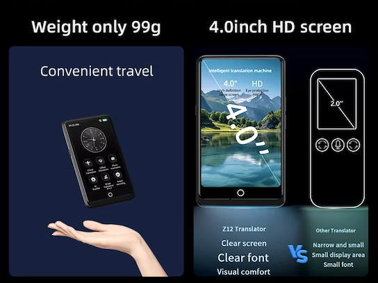 Голосовой переводчик Z12 на 139 языков с WiFi аудиопереводом и переводом изображений Black - фото 3