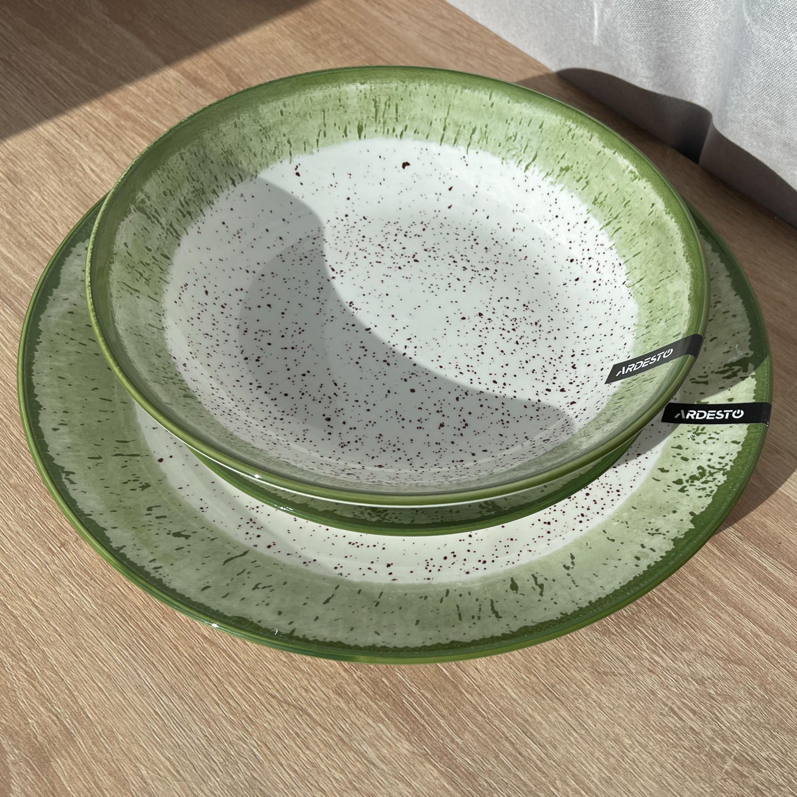 Столовый сервиз Ardesto Siena 3 предмета 1 персона фарфор Бело-зеленый - фото 8