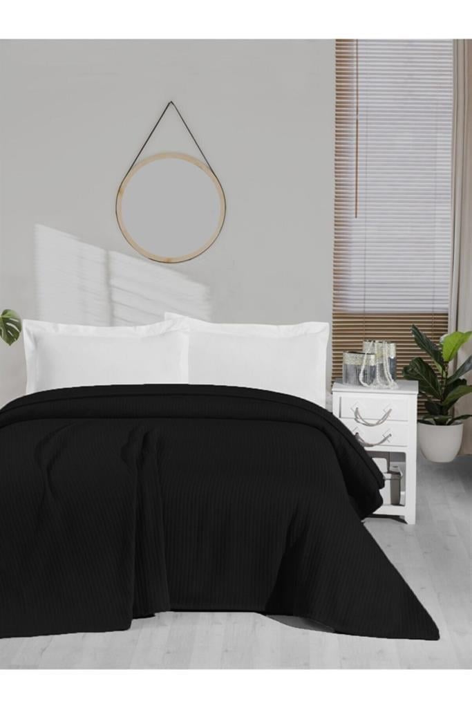 Покрывало-пике Bysungur из хлопка 170х240 см Черный (29014802)