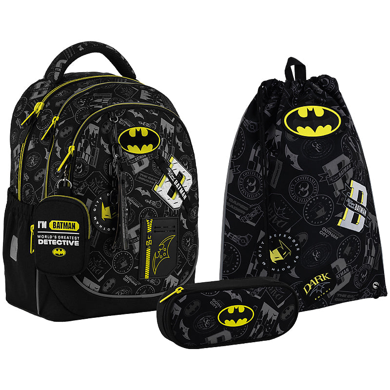 Школьный набор KITE Education DC Batman SET_DC25-700M рюкзак/пенал/сумка (4063276206923)