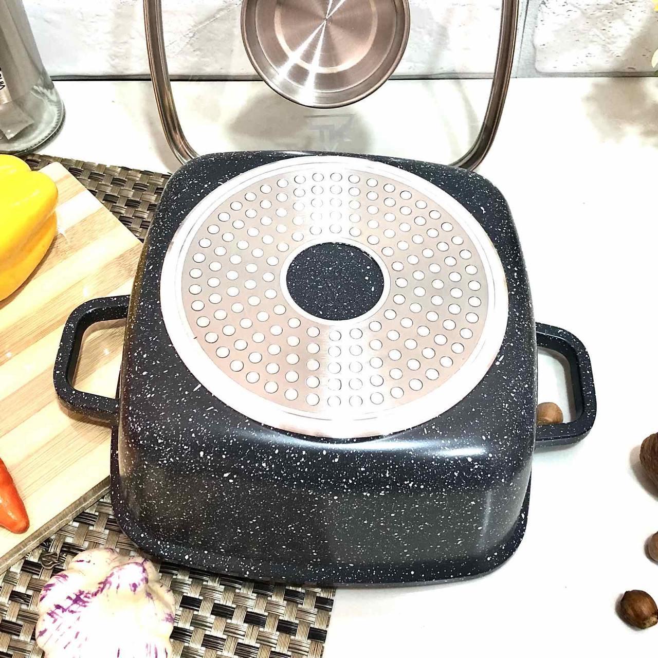 Каструля-казан з кришкою Top Kitchen TК00056 антипригарним мармуровим покриттям 6,7 л Чорний (2480463933) - фото 5