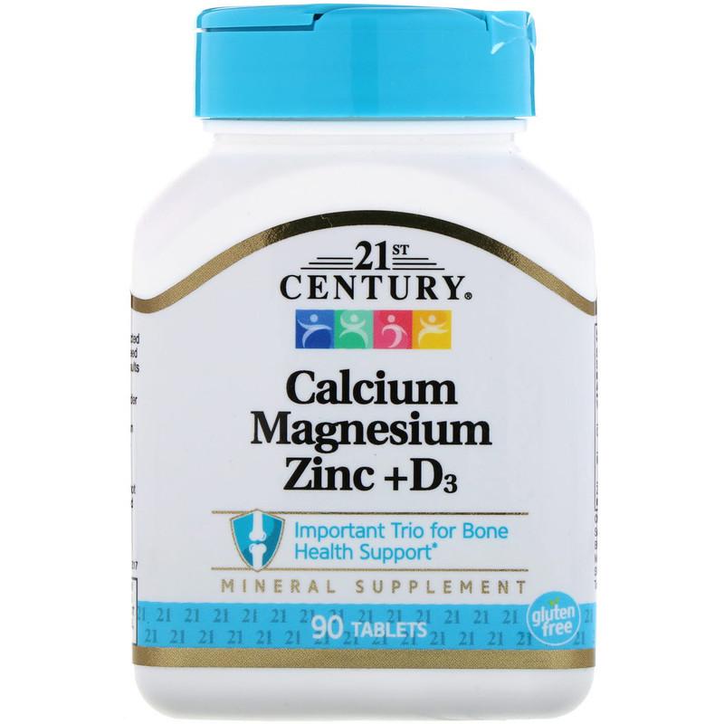 Комплекс микроэлементов 21st Century Calcium Magnesium Zinc + D3 90 таблеток (885258044)