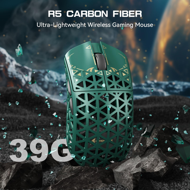 Миша бездротова карбонова Attack Shark R5 PixArt PAW3950MAX Green - фото 6 Миша бездротова карбонова Attack Shark R5 PixArt PAW3950MAX Green - фото 6