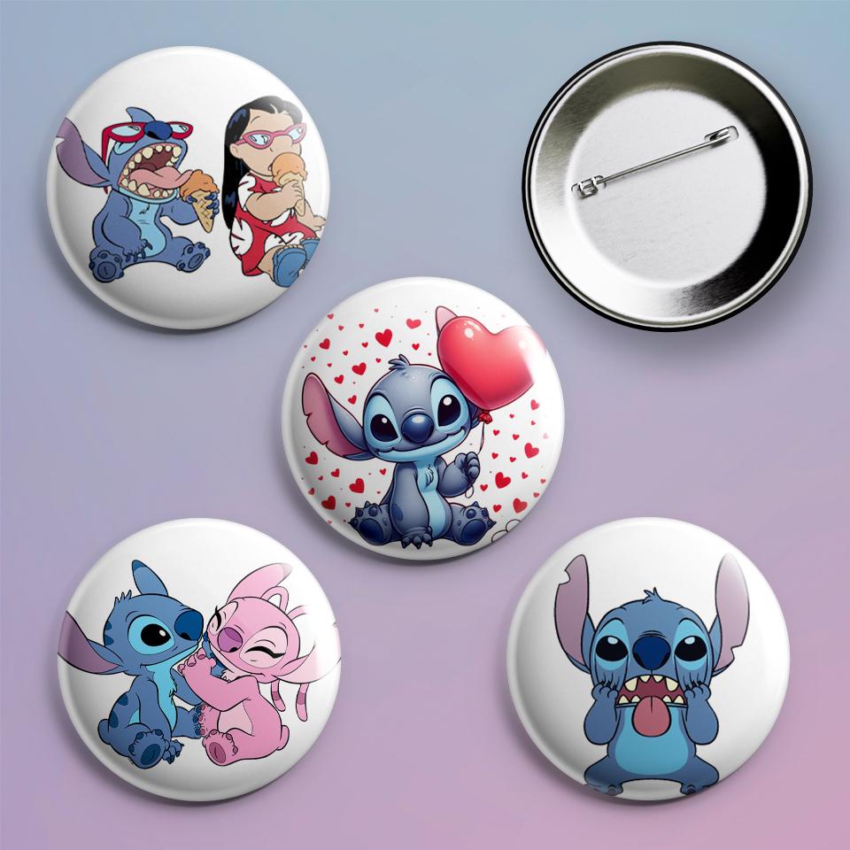 Значки на рюкзак с принтом Lilo & Stitch 4 шт.
