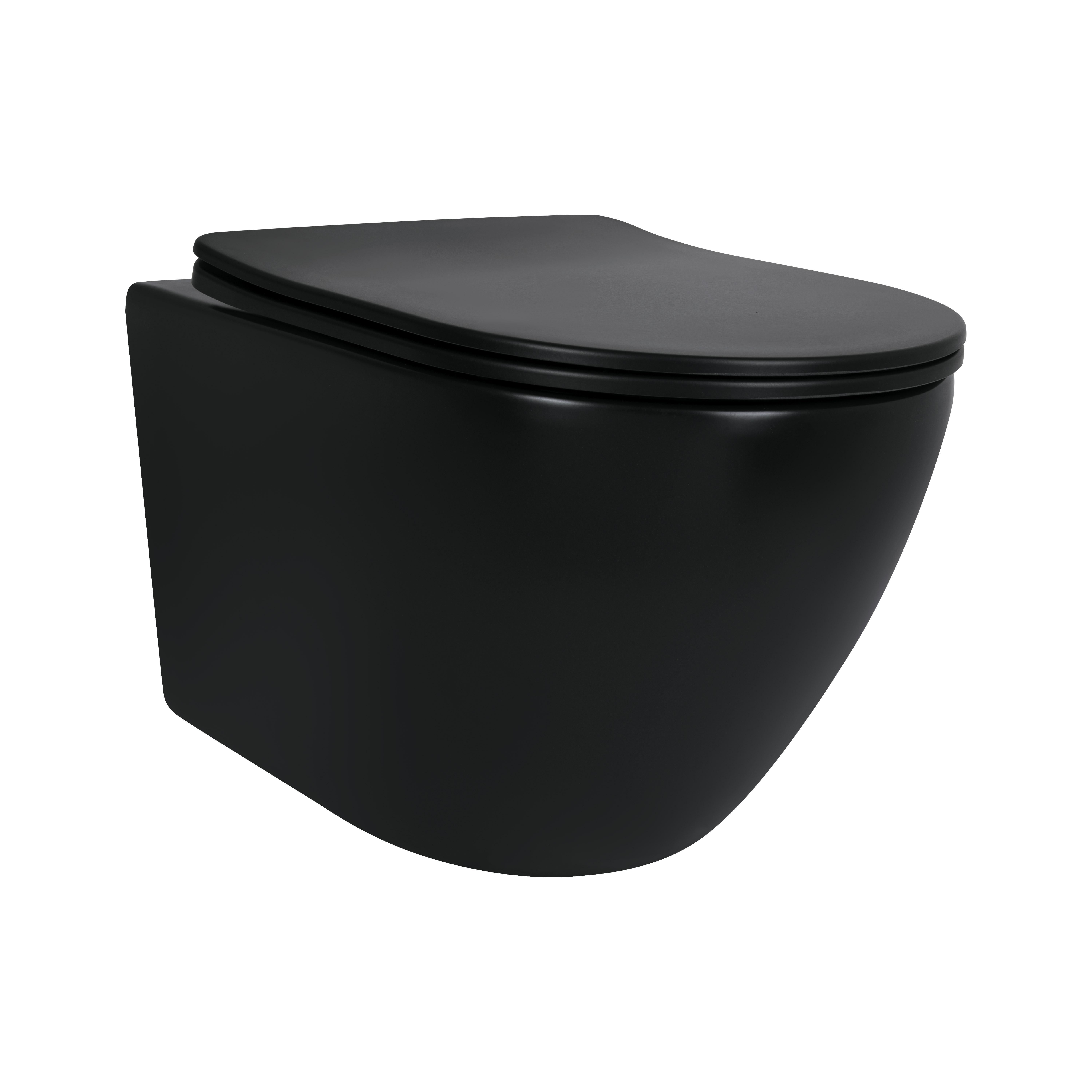Унитаз подвесной Qtap Robin New Ultra Quiet с сиденьем Soft-Close Black Matt (QT13332381АSMB)