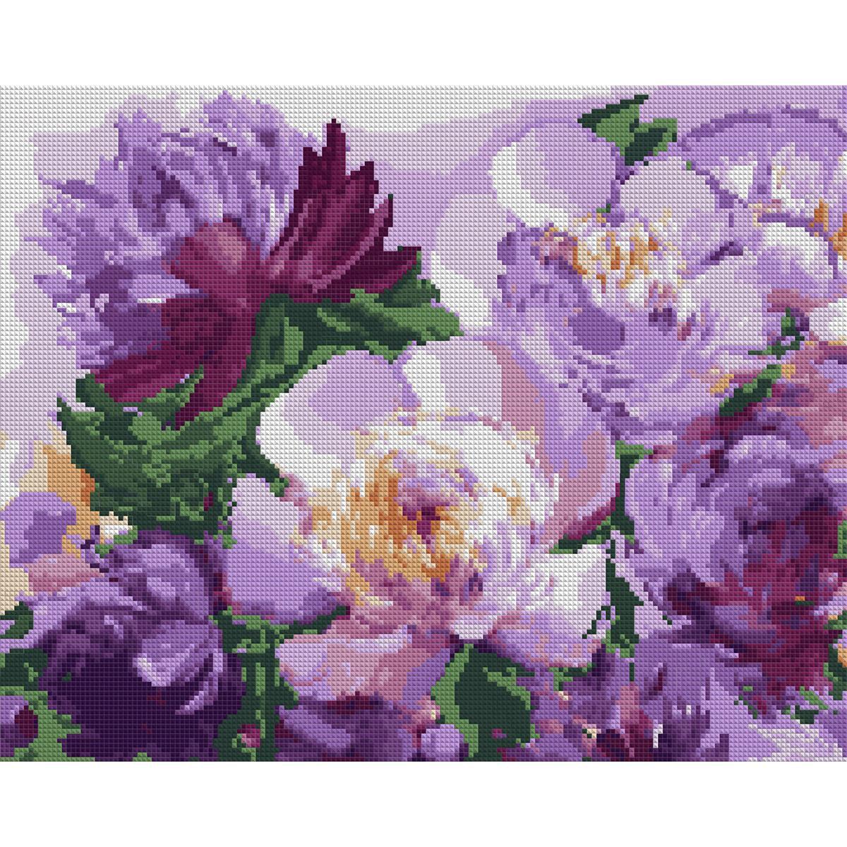 Алмазная мозаика Santi Фиолетовые пионы 40x50 см на подрамнике (Top-954790)