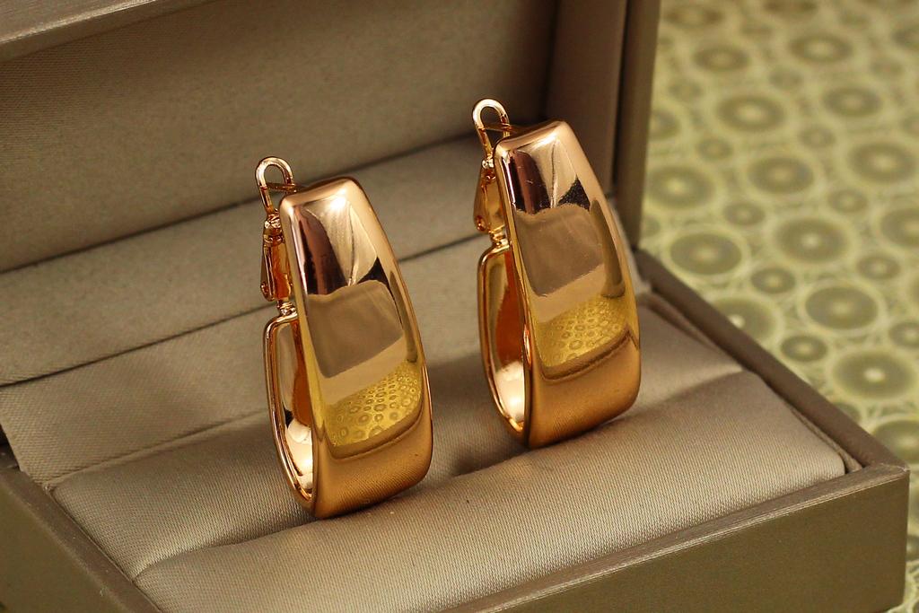 Серьги Xuping Jewelry большая пластина 3,4 см Золотистый (27138638)