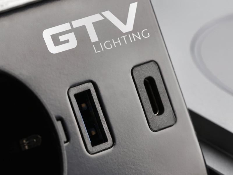 Розетка врізна GTV AVARO PLUS Schuko USB А + С бездротове заряджання 5W кабель 1,5 м Алюміній (5078) - фото 2