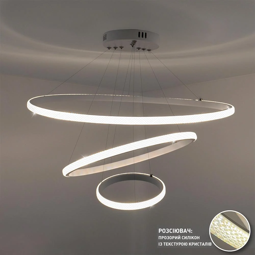 Люстра ESLLSE AKRILIKA 3R управляется выключателем без пульта 70W 600x1100 мм Белый (10431) - фото 6