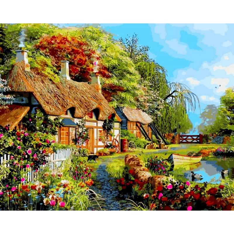 Картина по номерам Mariposa Дом в цветах 40x50 см (skl-Q2207)