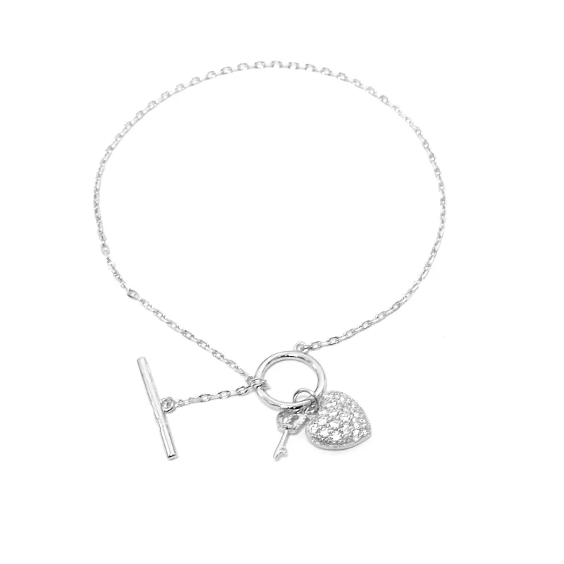 Браслет женский серебряный Heart Key Charm 925° (33821082)