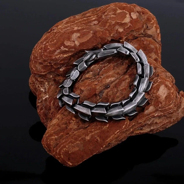 Браслет чоловічий на руку Дракона 21 см Срібний (28523854)