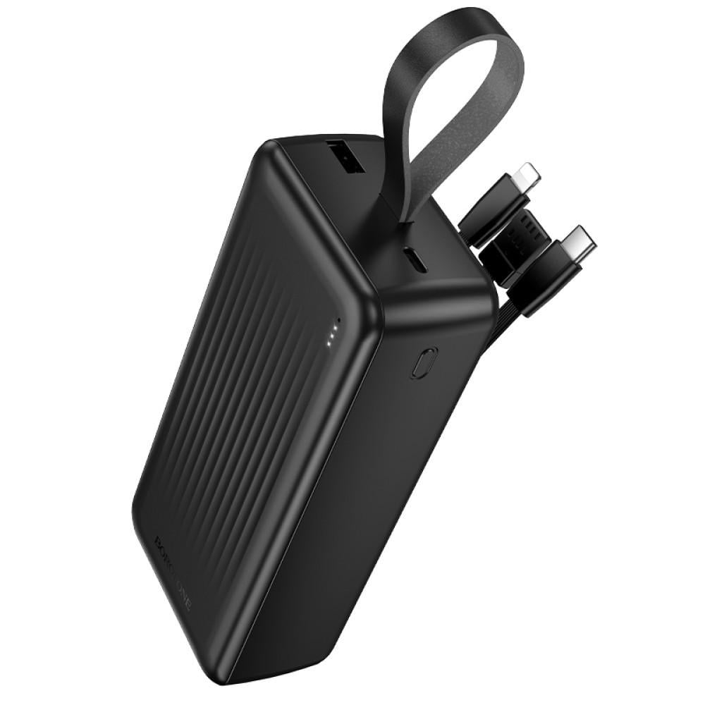 Повербанк Borofone BJ79B 30000 mAh із вбудованими кабелями Type-C/USB/Lightning Black (72da076a)