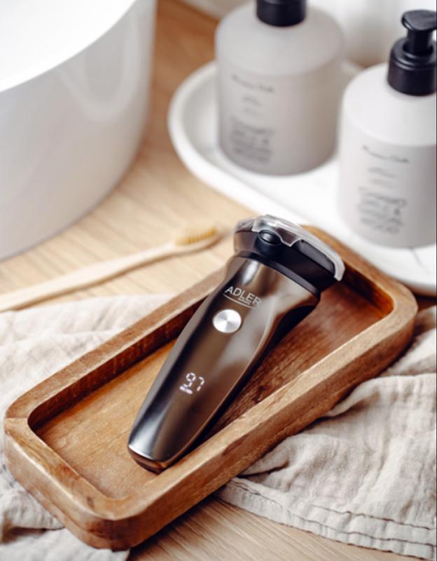 Електробритва для чоловіків Adler AD 2945 роторна акумуляторна з LCD дисплеєм тримером і USB 5 Вт Сірий - фото 8