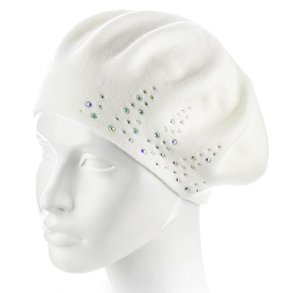 Берет женский Zolly ZH241 шерстяной мелкой вязки Молочный