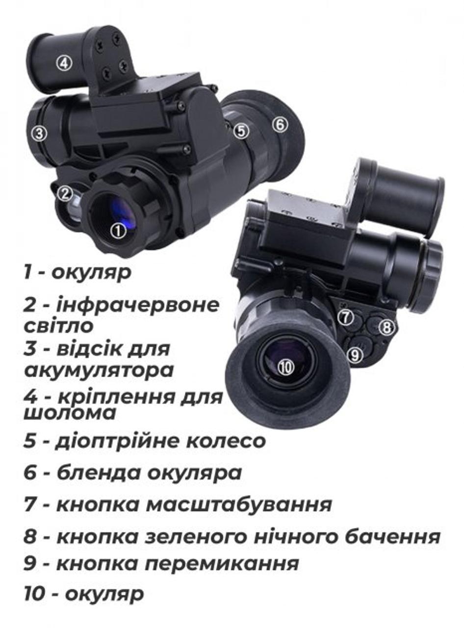 Прилад нічного бачення NVG10 Night Vision з кріпленням на шолом (OWNV_10) - фото 6