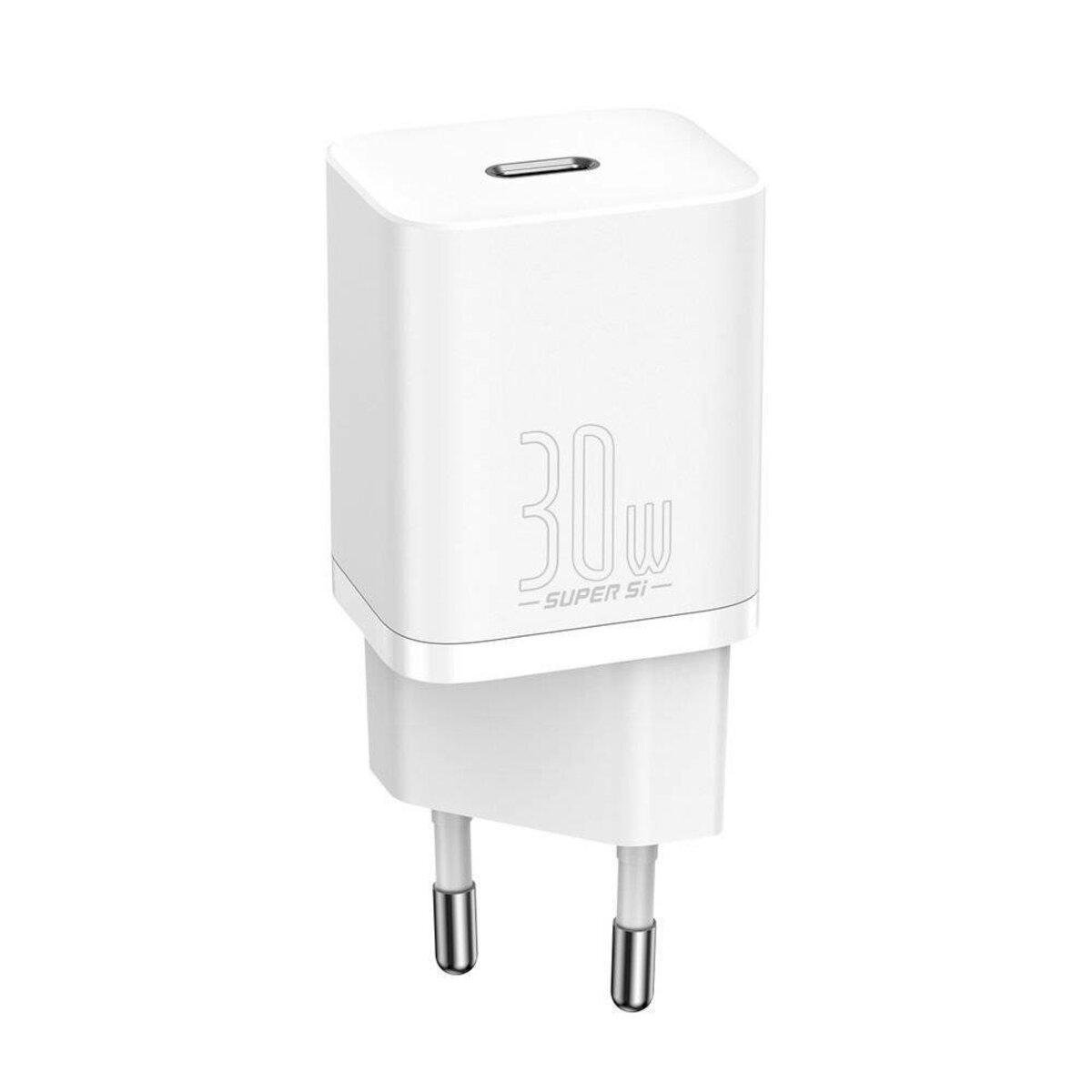 Зарядний пристрій Baseus Super Si quick Charger 1xType-C 30W EU 3A White (CCSUP-J02)