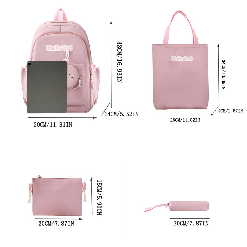 Школьный рюкзак для девочки Hello Cat 5в1 5-11 класс Розовый (27668058) - фото 8 Школьный рюкзак для девочки Hello Cat 5в1 5-11 класс Розовый (27668058) - фото 8