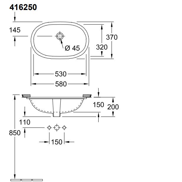 Умивальник вбудований Villeroy & Boch O.Novo 53х32 (41625001) - фото 2