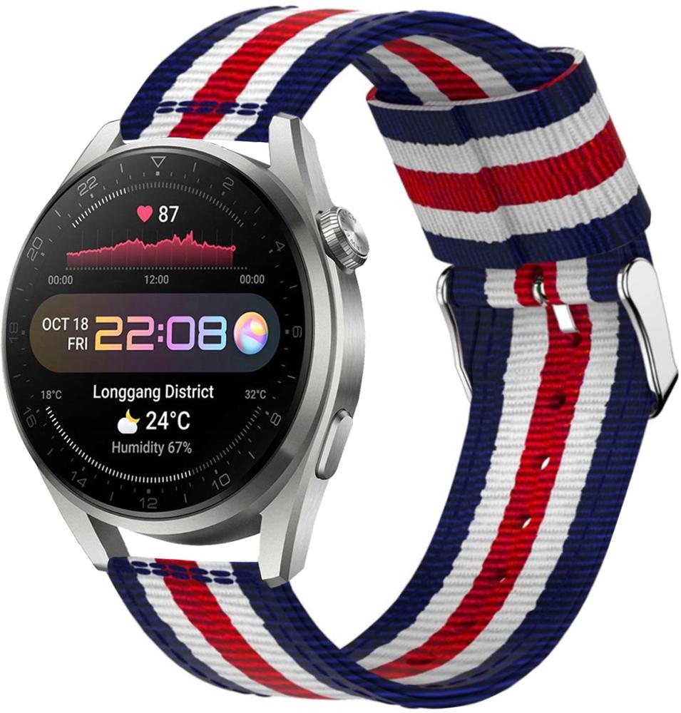 Ремешок тканевый Canvas для Huawei Watch 3 Pro Blue/White/Red (22540) Ремешок тканевый Canvas для Huawei Watch 3 Pro Blue/White/Red (22540)