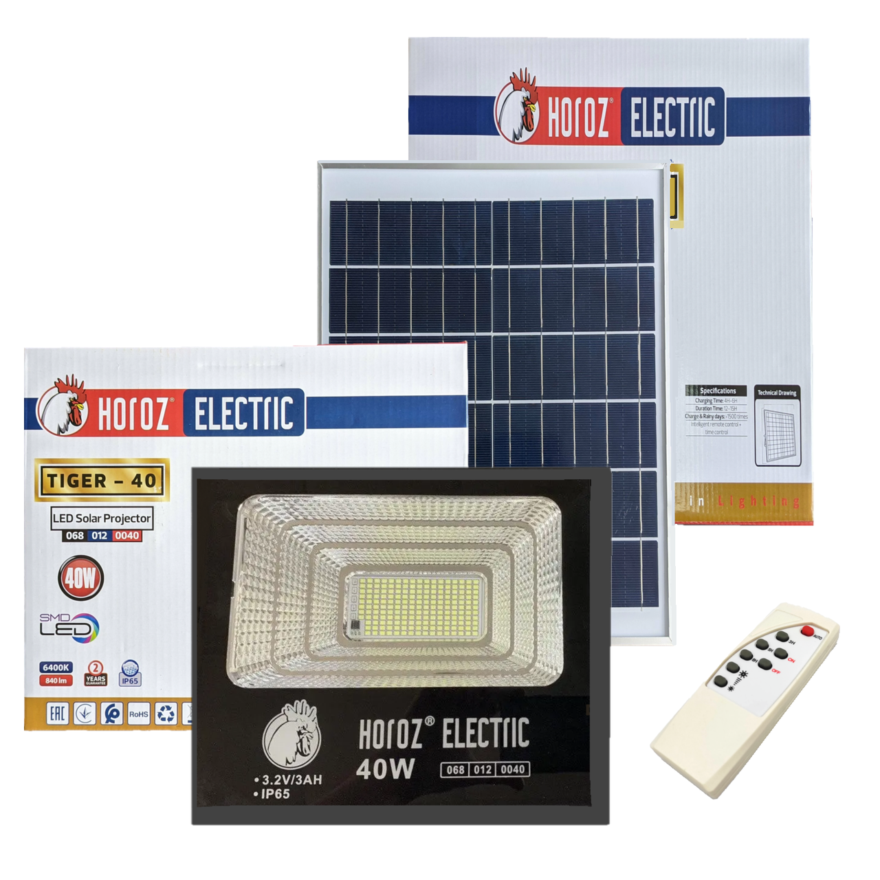 Прожектор на сонячній батареї HOROZ ELECTRIC LED TIGER-40 40W 6400K (068-012-0040-010)