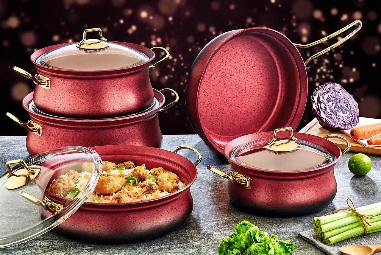 Набір каструль з кришками O.M.S. Collection 3045 з гранітним покриттям Червоний (1936498184) - фото 7 Набір каструль з кришками O.M.S. Collection 3045 з гранітним покриттям Червоний (1936498184) - фото 7