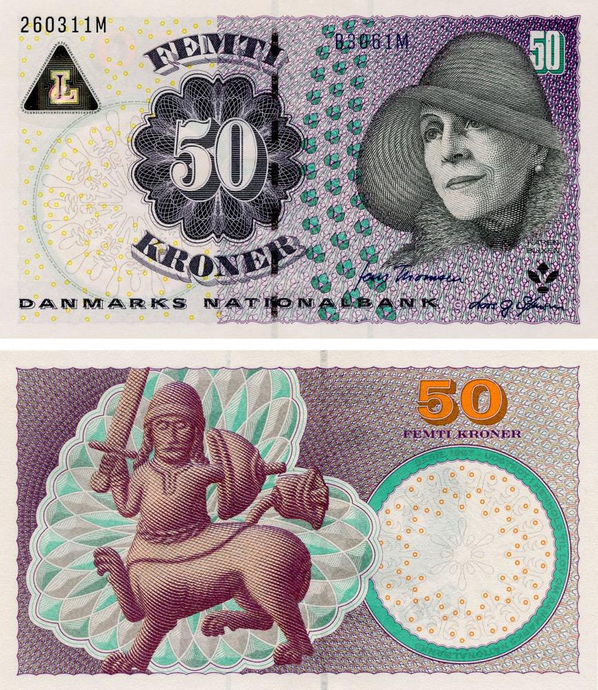 Коллекционная банкнота Дания 50 крон 2006 года UNC P60c (Б19721)