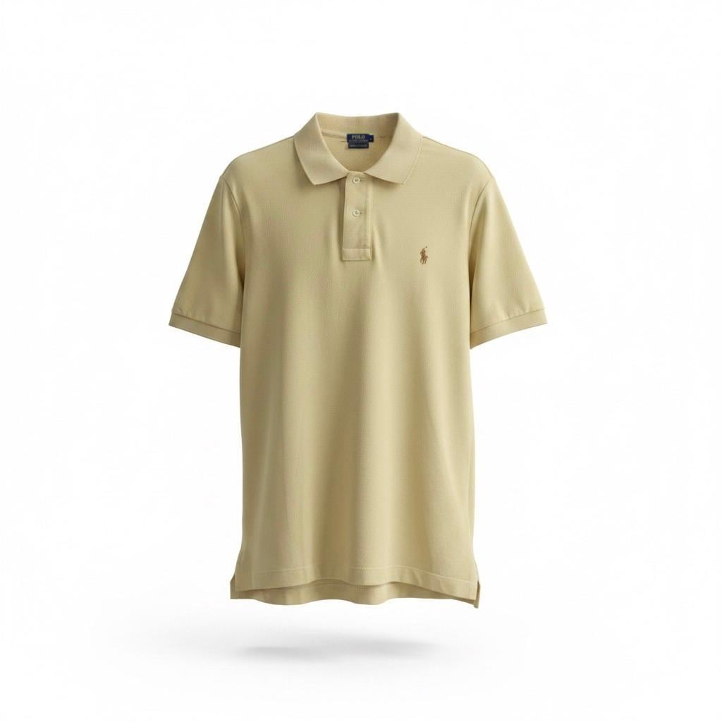 Футболка мужская поло в стиле Ralph Lauren Classic Fit Mesh Polo Shirt M Бежевый (RL13002.6M)