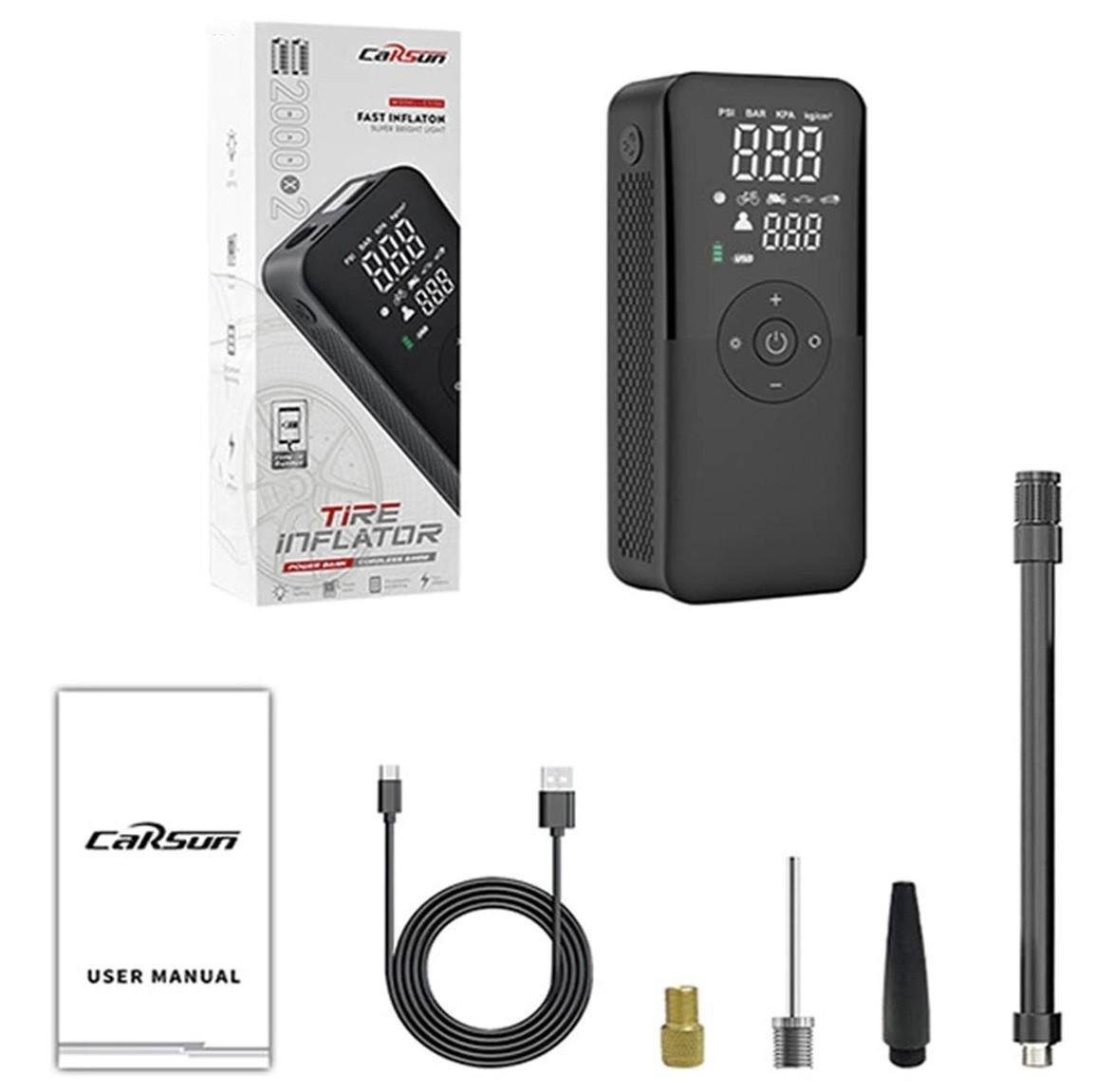 Компресор акумуляторний Carsun C3106 з PowerBank і ліхтариком - фото 11