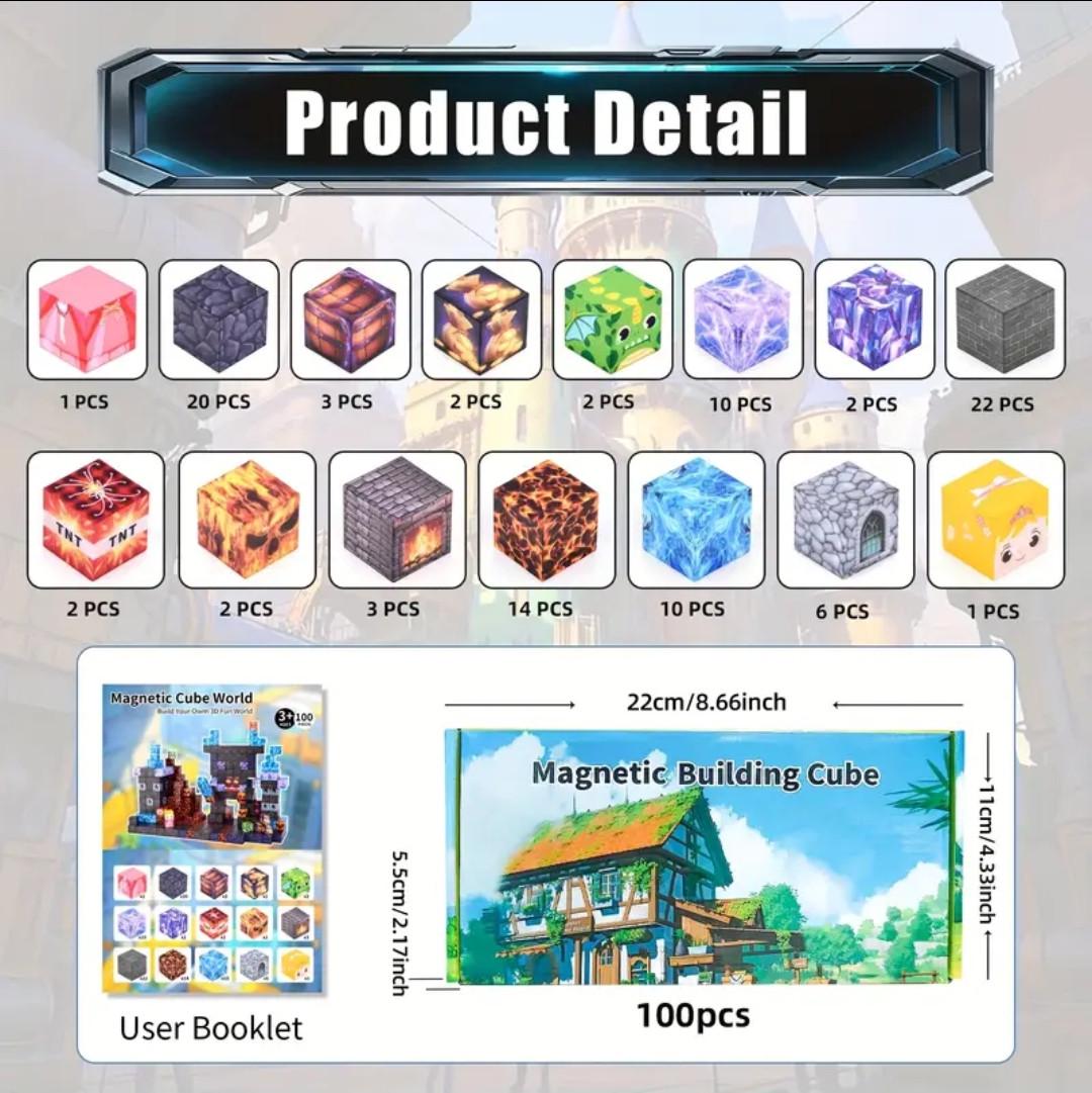 Конструктор магнітний Minecraft Варден в підземному замку 100 кубиків - фото 3