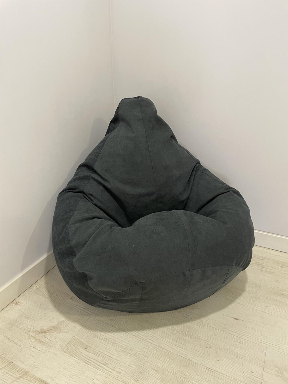 Безкаркасне крісло-мішок SkyPuff MEGA Груша Велюр GREAT XXXL 160х120 см Graphite (160050)