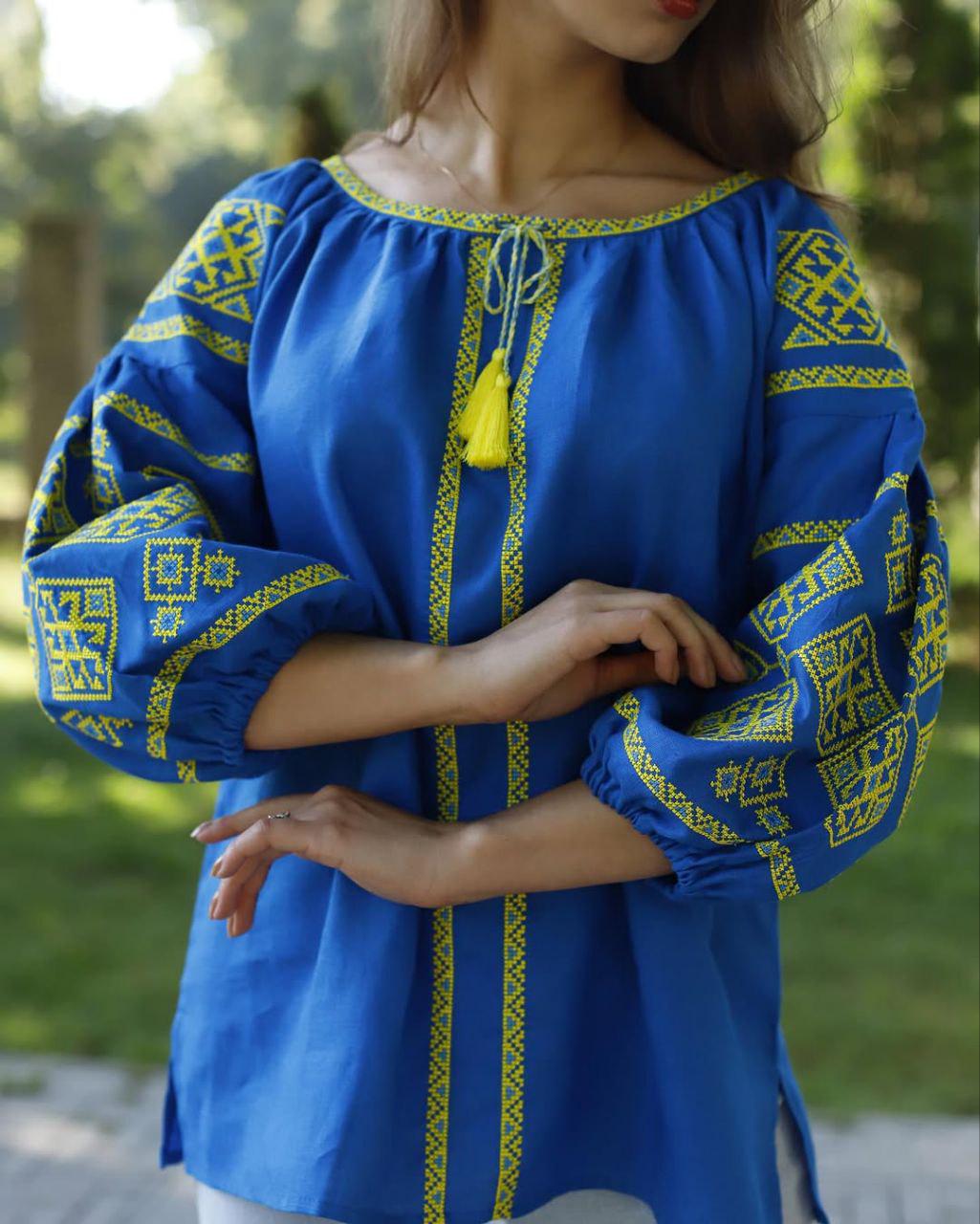 Вышиванка женская р. 44 Синий (682) - фото 3
