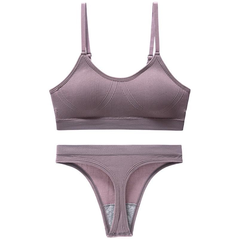 Комплект жіночої білизни безшовний Lesko 6618 M 70/75 ABC Ліловий - фото 2