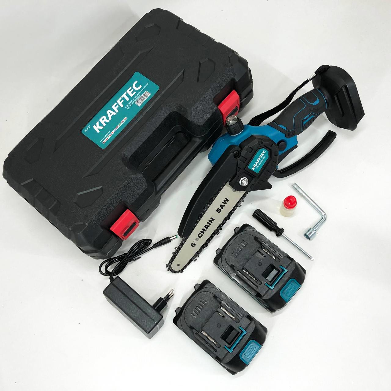 Пила цепная мини Krafftec 36V 4 А·ч 2 аккумулятора с индикатором заряда в кейсе 15 см - фото 9 Пила цепная мини Krafftec 36V 4 А·ч 2 аккумулятора с индикатором заряда в кейсе 15 см - фото 9