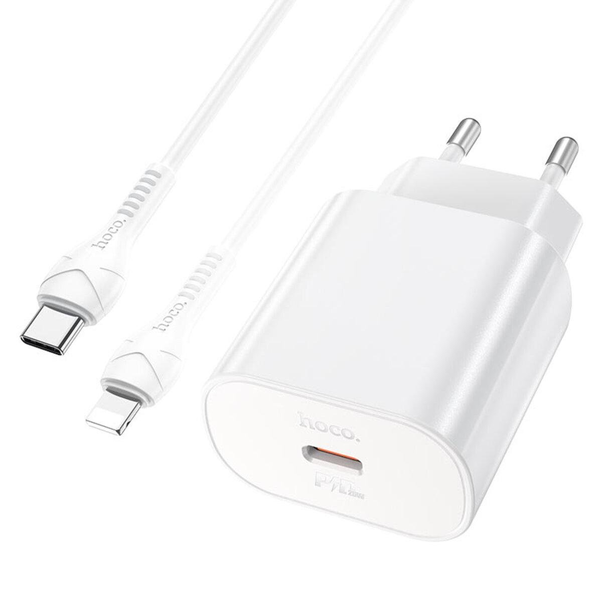 Зарядное устройство Hoco N22 Jetta PD25W Charger Set Type-C to Lightning Cable EU White (6931474760074)