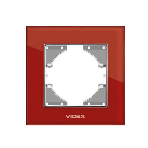 Рамка одноместная горизонтальная Videx Binera Красное стекло (00000013099)