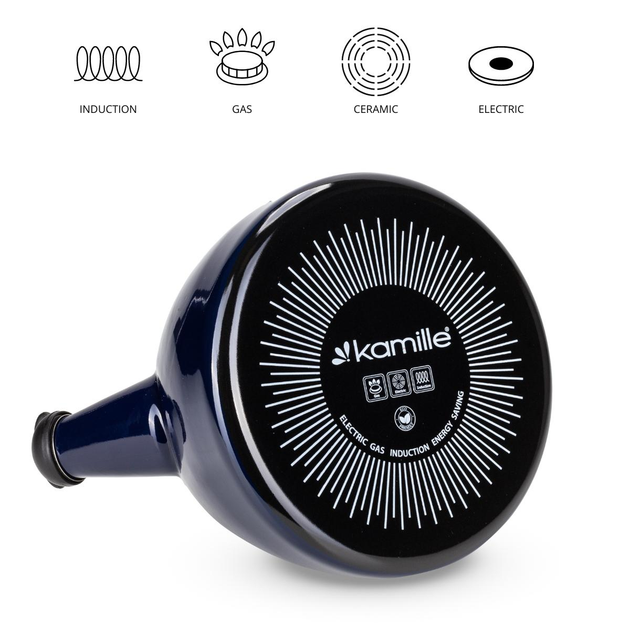 Чайник із свистком Kamille KM-1040D із емальованої сталі 2,5 л Синій (150-84-1040D) - фото 4