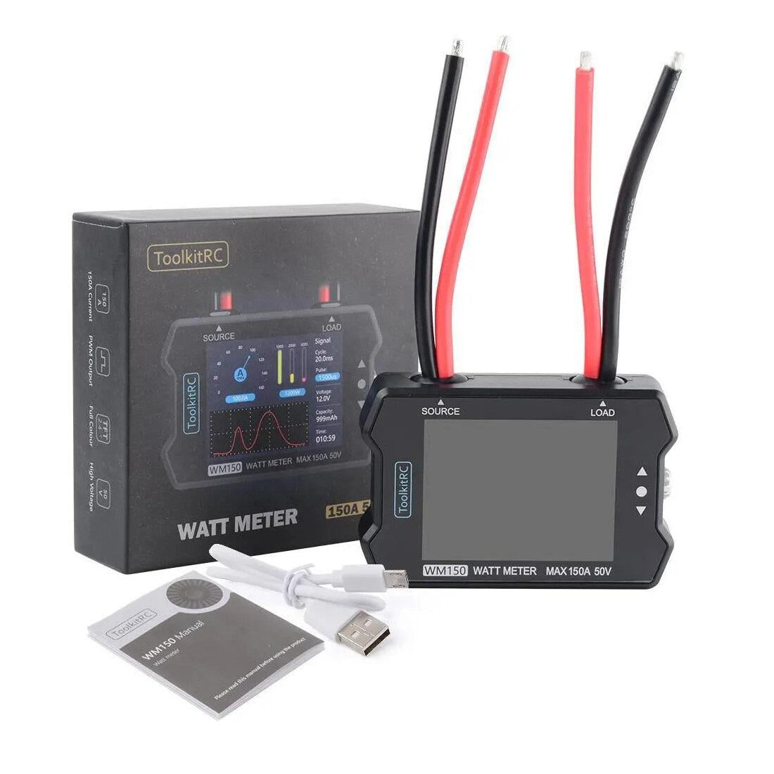Измеритель мощности ToolkitRC WM150 max 150A 50V ваттметр (00-00025357)