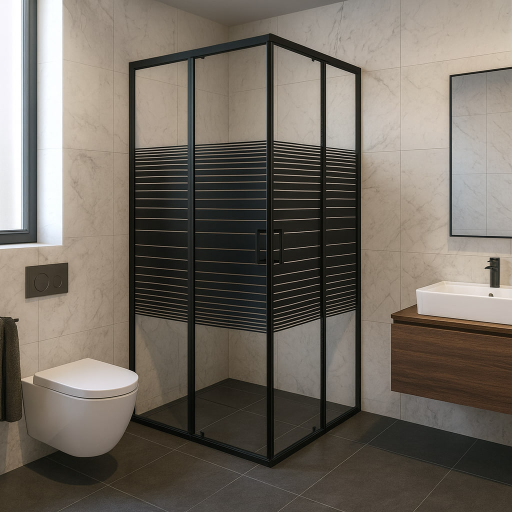 Душевая кабина Sunways LINEA SB-без поддона 80x80х180 см квадратное стекло прозрачное с принтом черных линий (C15522)