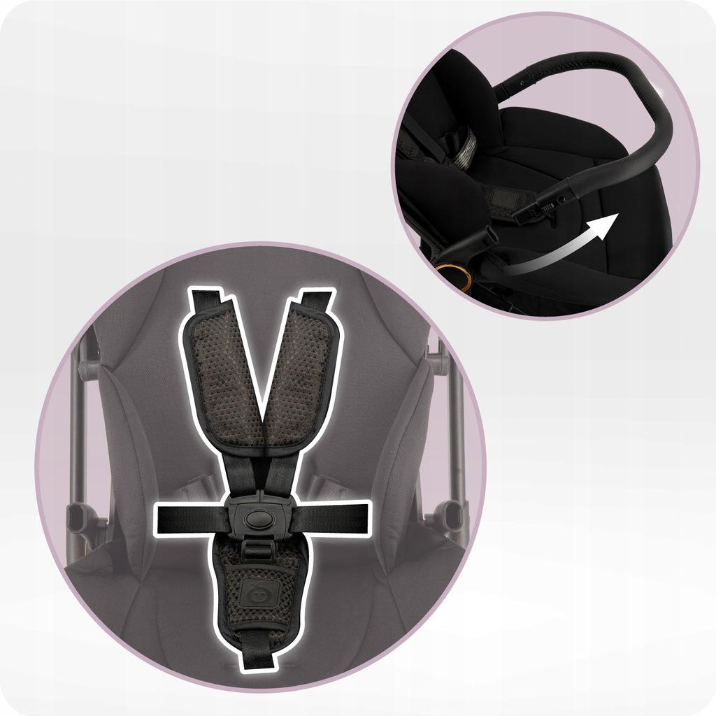 Коляска прогулянкова MoMi Adelle складна з регульованою спинкою та з поворотним на 360° сидінням Gold (WOSP00035) - фото 7