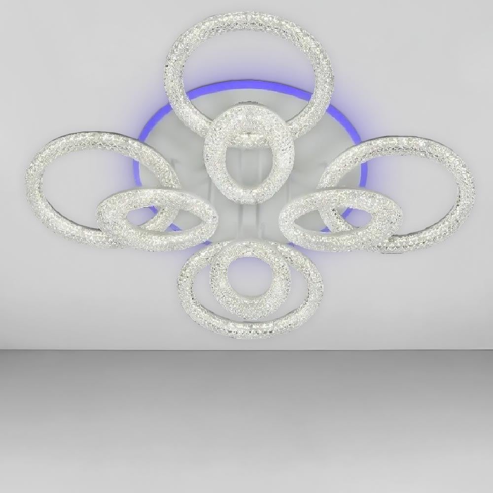 Люстра потолочная светодиодная Light House SC-19176A/4/4C WH/PK/BU/PL 2,4 G 208W/28W 740х160 мм Белый